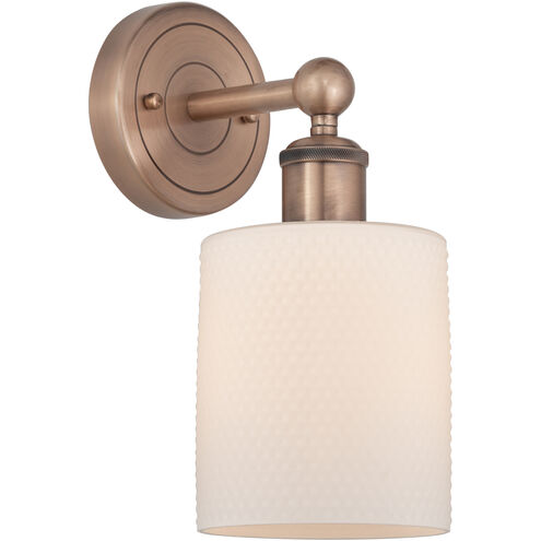 Cobbleskill Sconce Wall Light in Antique Copper, Matte White