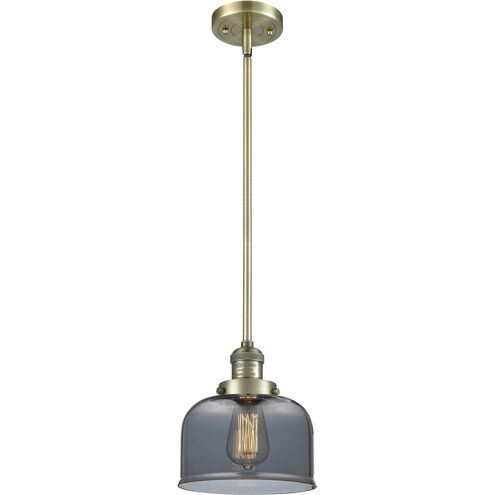 Franklin Restoration Bell 1 Light 8 inch Antique Brass Mini Pendant Ceiling Light in Incandescent, Plated Smoke, Franklin Restoration