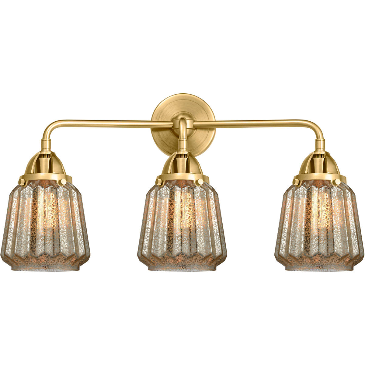 Nouveau 2 Chatham LED 24 inch Satin Gold Bath Vanity Light Wall Light in Mercury Glass