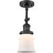 Franklin Restoration Small Canton LED 6 inch Matte Black Semi-Flush Mount Ceiling Light in Matte White Glass, Franklin Restoration