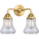 Nouveau 2 Bellmont 2 Light 14 inch Satin Gold Bath Vanity Light Wall Light in Clear Glass