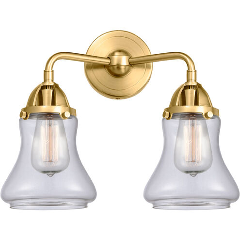 Nouveau 2 Bellmont 2 Light 14 inch Satin Gold Bath Vanity Light Wall Light in Clear Glass