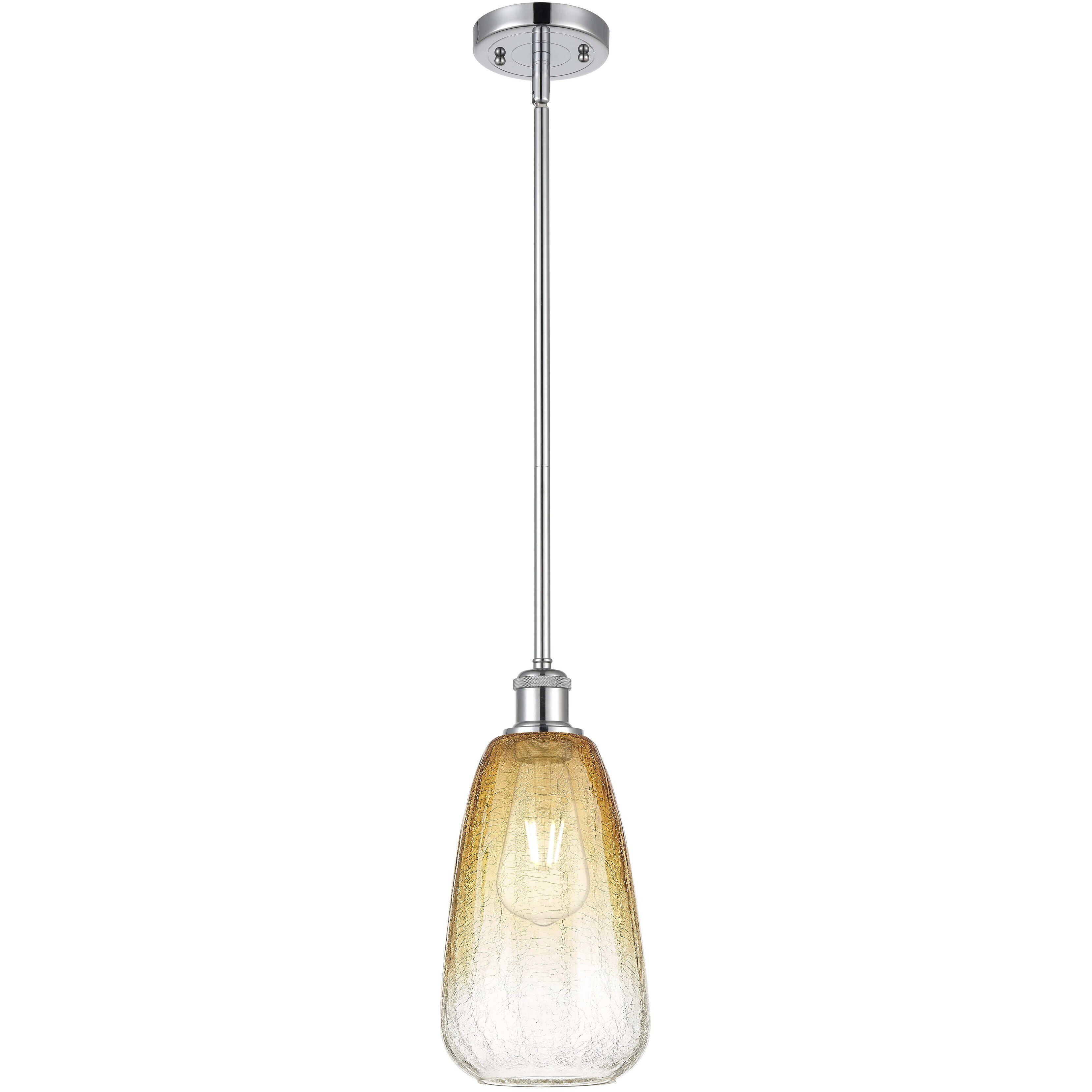 Ballston Brookhaven Almond 1 Light 6 inch Polished Chrome Mini Pendant Ceiling Light in Amber Glass