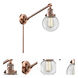 Beacon 21 inch 100 watt Antique Copper Swing Arm Wall Light in Clear Glass, Franklin Restoration