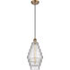 Ballston Cascade LED 8.25 inch Brushed Brass Mini Pendant Ceiling Light in Clear Glass