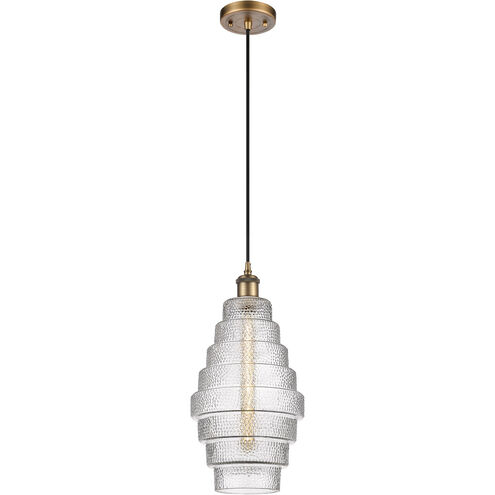 Ballston Cascade LED 8.25 inch Brushed Brass Mini Pendant Ceiling Light in Clear Glass