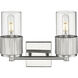 Bolivar 2 Light 13.5 inch Satin Nickel Bath Vanity Light Wall Light in Clear Glass