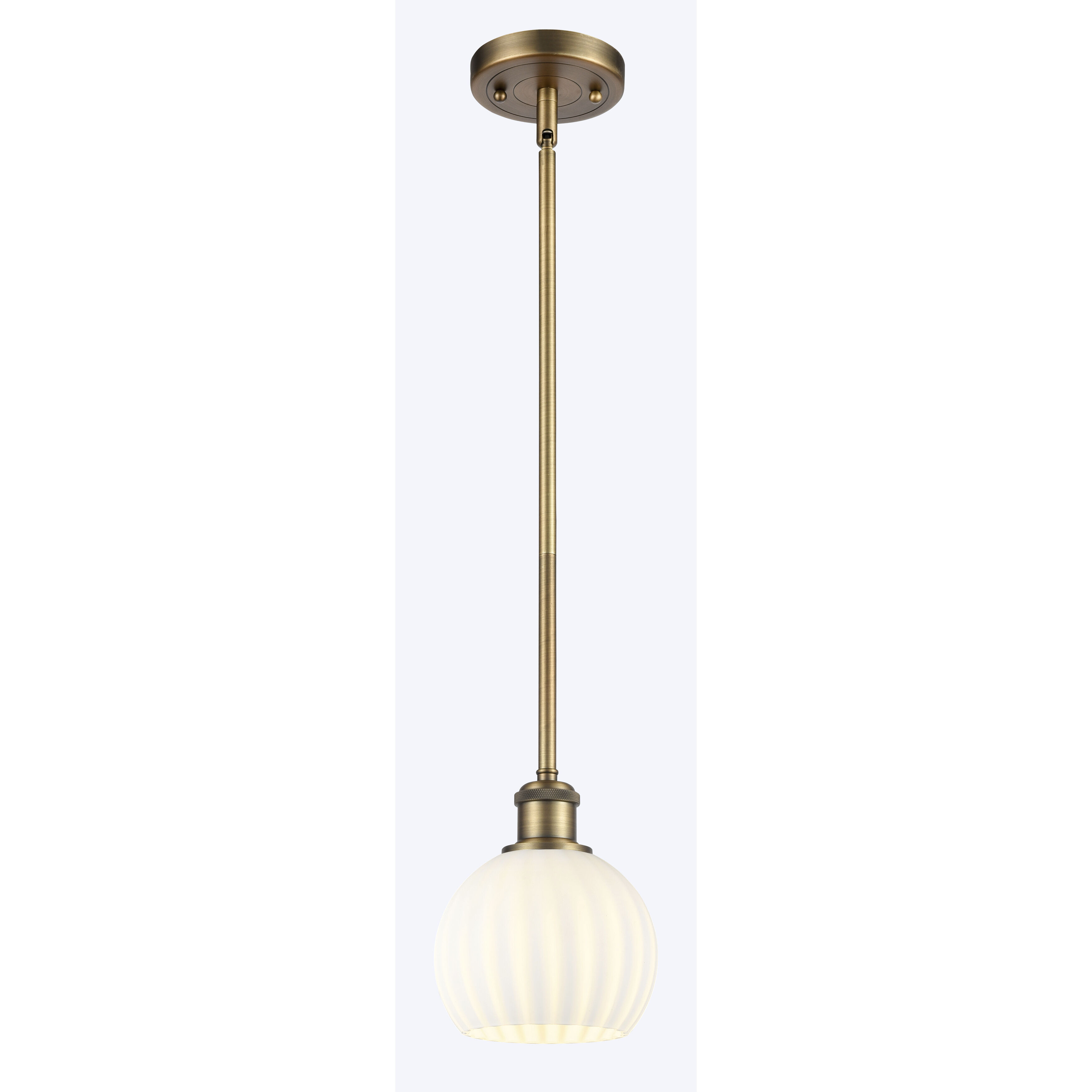 Ballston White Venetian 1 Light 6 inch Brushed Brass Stem Hung Mini Pendant Ceiling Light