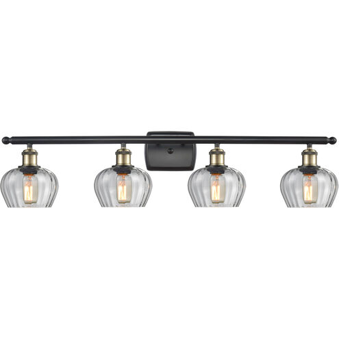 Ballston Fenton LED 36 inch Black Antique Brass Bath Vanity Light Wall Light in Clear Glass, Ballston