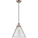 Ballston X-Large Cone LED 8 inch Antique Copper Mini Pendant Ceiling Light in Clear Glass, Black Textured
