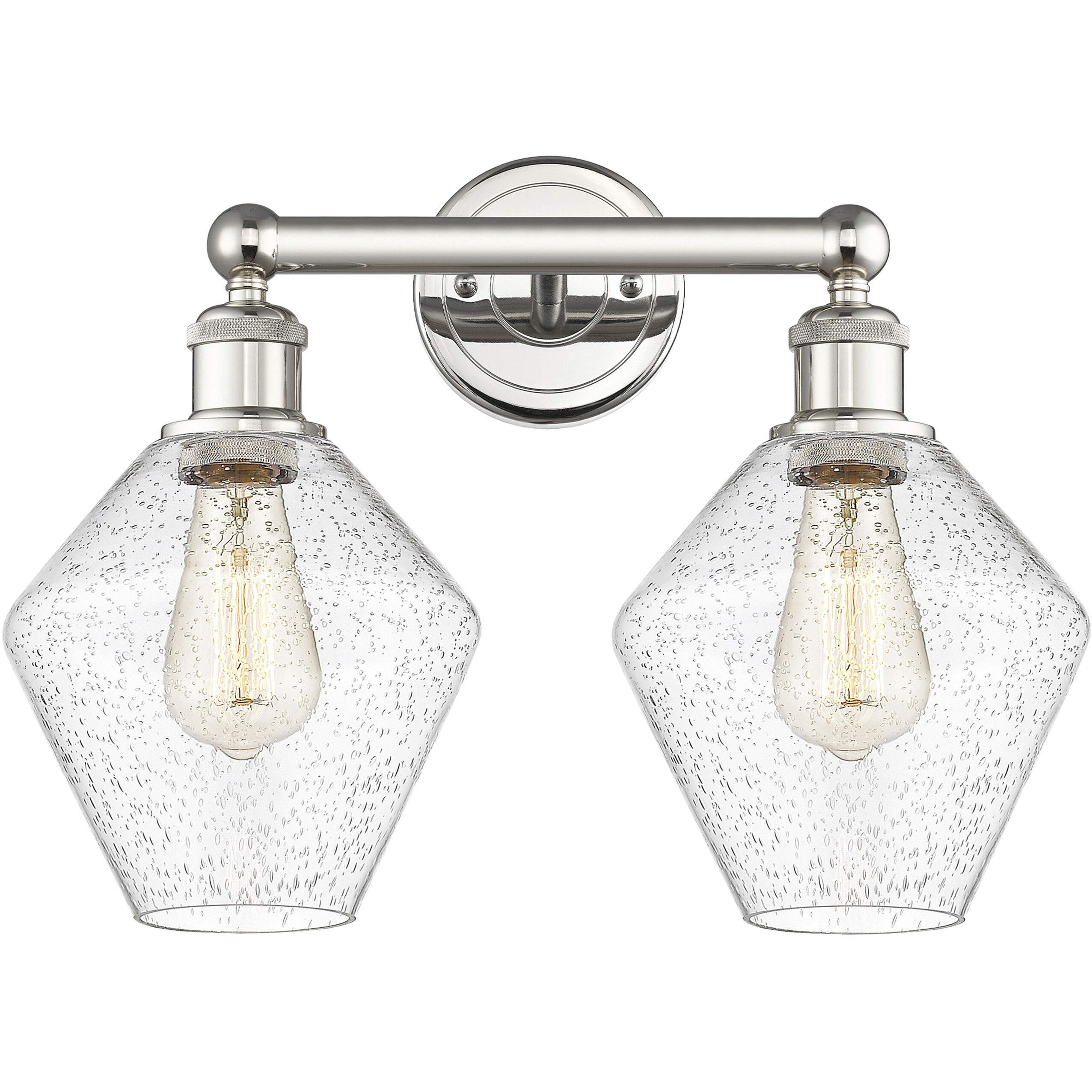 Cindyrella 2 Light 17 inch Polished Nickel Bath Vanity Light Wall Light in Seedy Glass