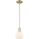 Arcadia Athens 1 Light 5.88 inch Antique Brass Mini Pendant Ceiling Light in Matte White