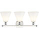 Ballston Ballston Cone 3 Light 28 inch White and Polished Chrome Bath Vanity Light Wall Light in Matte White Glass