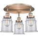 Canton 3 Light 17.75 inch Antique Copper Flush Mount Ceiling Light in Clear