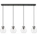 Newton Sphere 4 Light 51.75 inch Matte Black Linear Pendant Ceiling Light in Clear Glass