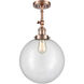 Franklin Restoration XX-Large Beacon 1 Light 12 inch Antique Copper Semi-Flush Mount Ceiling Light in Clear Glass, Franklin Restoration
