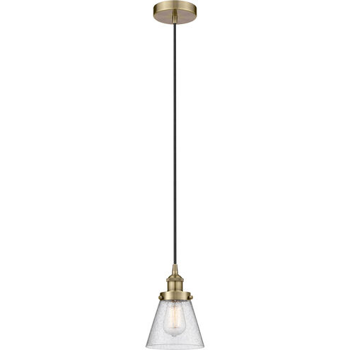 Edison Cone 1 Light 6 inch Antique Brass Mini Pendant Ceiling Light