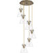 Newton Cone 6 Light 18.63 inch Brushed Brass Multi Pendant Ceiling Light in Clear Glass