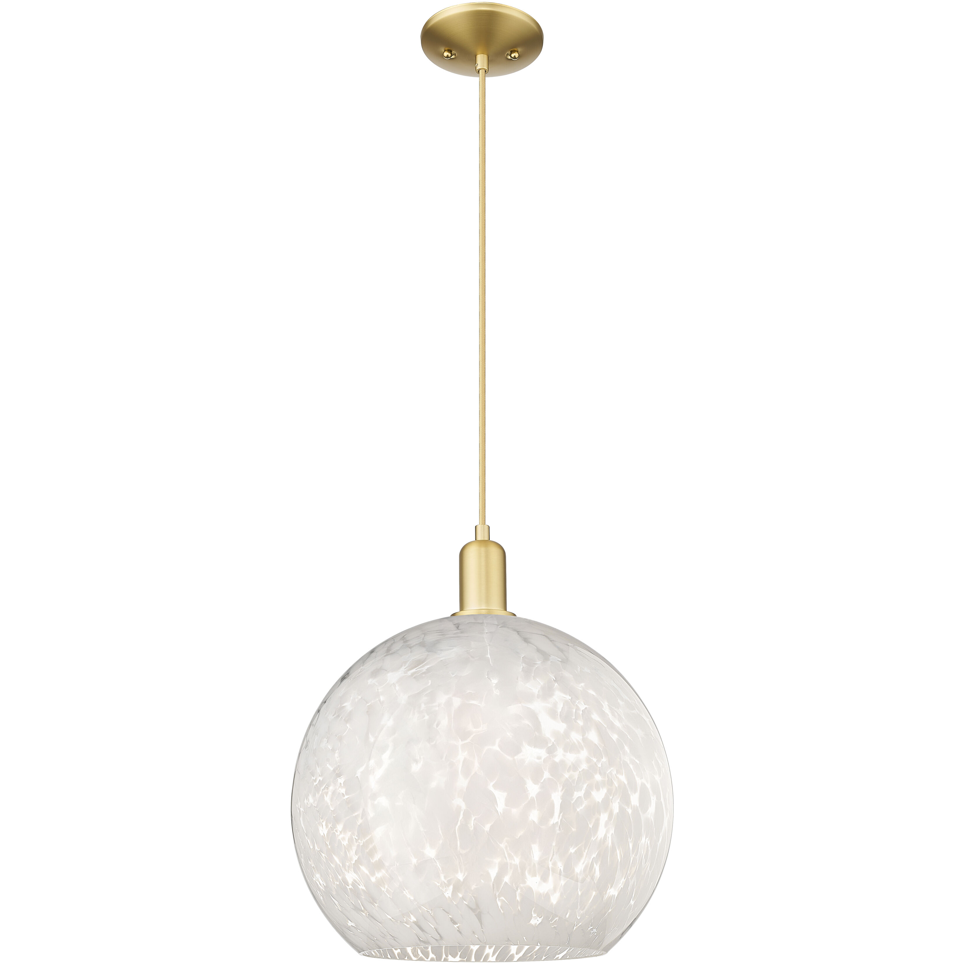 Arcadia White Mouchette 1 Light 13.75 inch Satin Gold Mini Pendant Ceiling Light