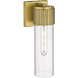 Bolivar 1 Light 4 inch Brushed Brass Sconce Wall Light in Clear Glass