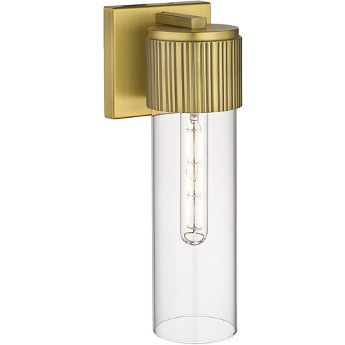 Bolivar 1 Light 4 inch Brushed Brass Sconce Wall Light in Clear Glass