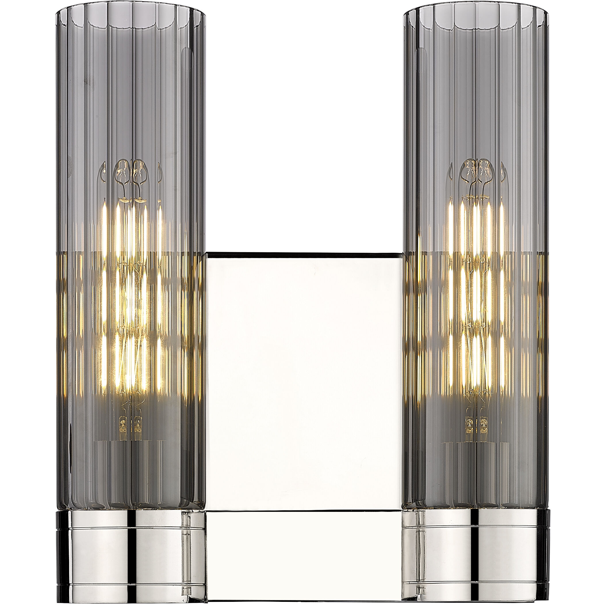 Empire 2 Light 10.5 inch Polished Nickel Sconce Wall Light in Plated Smoke Glass