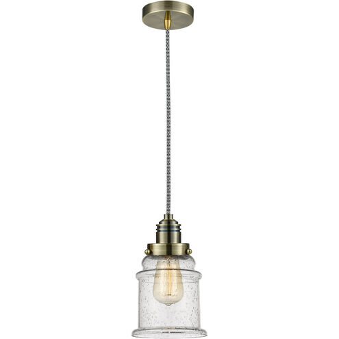 Winchester Canton 1 Light 8 inch Antique Brass Mini Pendant Ceiling Light in Zebra, Winchester