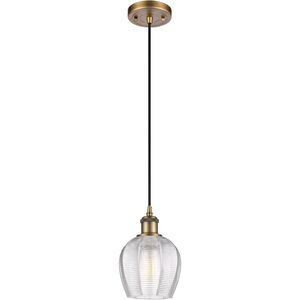 Ballston Norfolk LED 6 inch Brushed Brass Mini Pendant Ceiling Light in Clear Glass