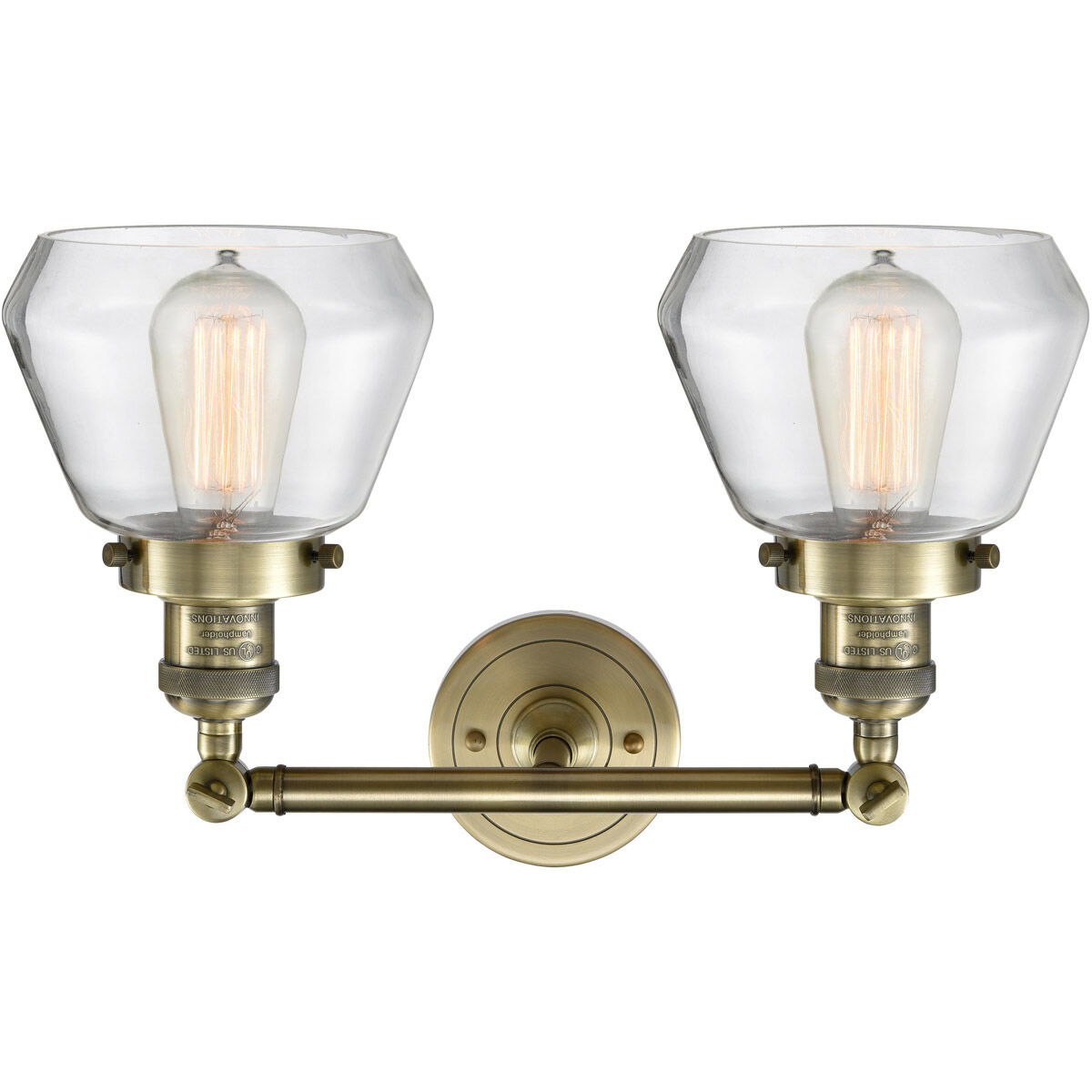 Franklin Restoration Fulton LED 17 inch Antique Brass Bath Vanity Light Wall Light in Clear Glass, Franklin Restoration