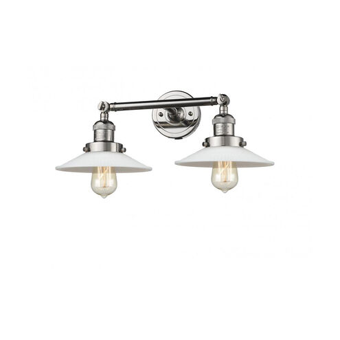 Franklin Restoration Halophane LED 18 inch Polished Nickel Bath Vanity Light Wall Light in Matte White Halophane Glass, Franklin Restoration