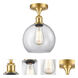 Ballston Athens 1 Light 8 inch Satin Gold Semi-Flush Mount Ceiling Light, Ballston