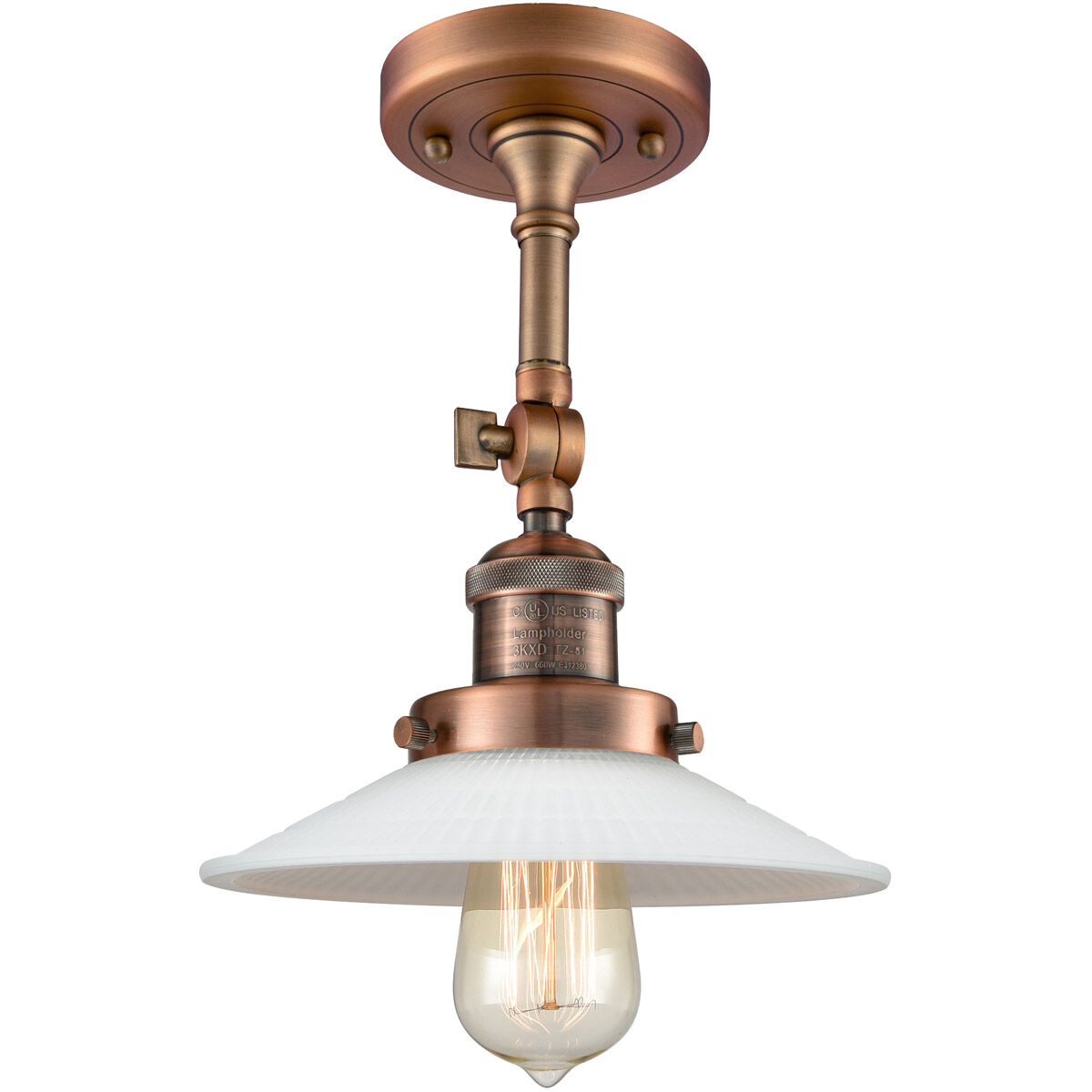 Franklin Restoration Halophane LED 9 inch Antique Copper Sconce Wall Light in Matte White Halophane Glass, Franklin Restoration