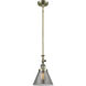 Franklin Restoration Cone LED 8 inch Antique Brass Mini Pendant Ceiling Light in Plated Smoke, Franklin Restoration