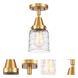 Franklin Restoration Bell LED 5 inch Satin Gold Flush Mount Ceiling Light in Deco Swirl Glass