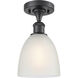 Edison Castile 1 Light 6 inch Matte Black Semi-Flush Mount Ceiling Light in White