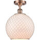 Ballston Large Farmhouse Chicken Wire LED 10 inch Antique Copper Semi-Flush Mount Ceiling Light, Ballston