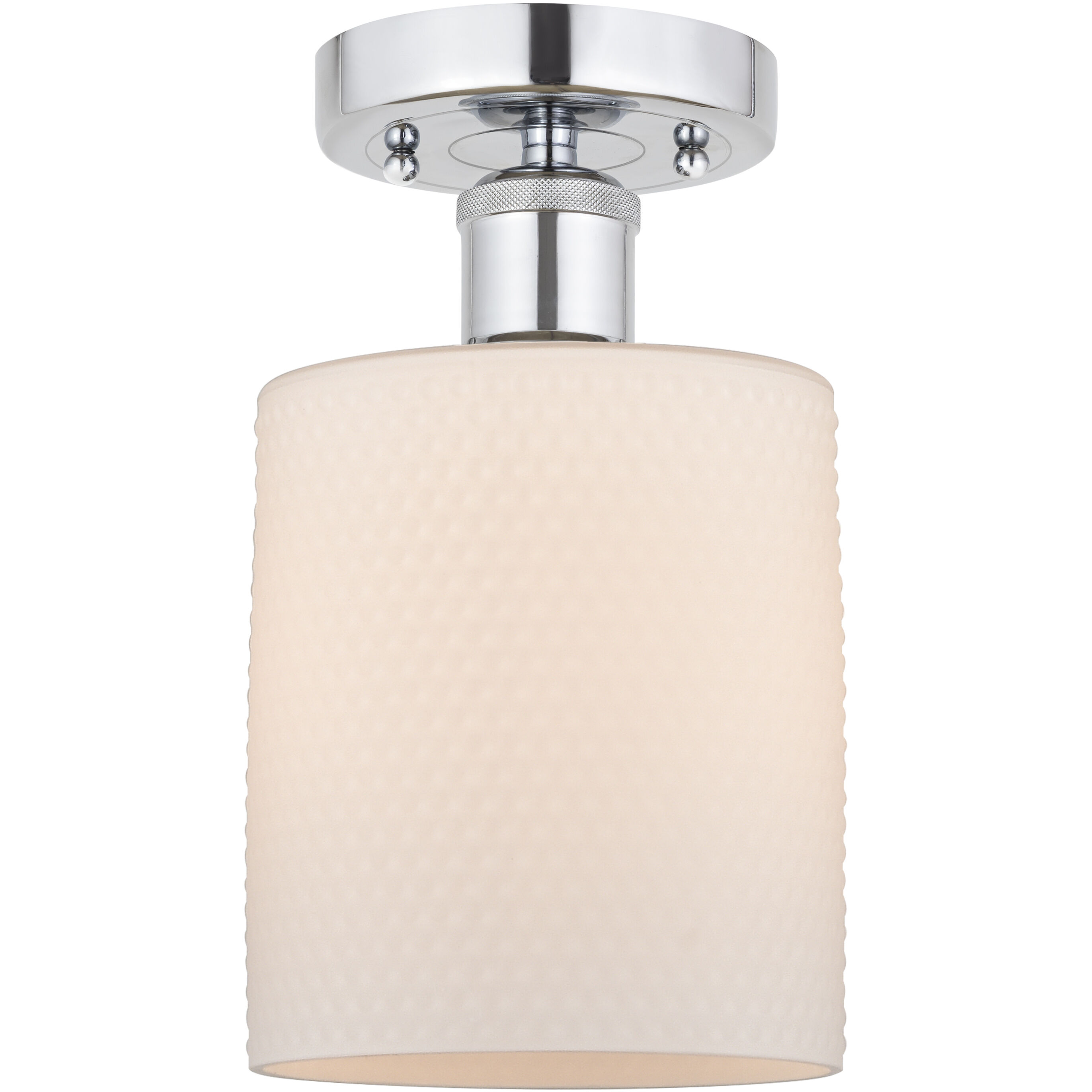 Edison Cobbleskill 1 Light 5 inch Polished Chrome Semi-Flush Mount Ceiling Light in Matte White Glass