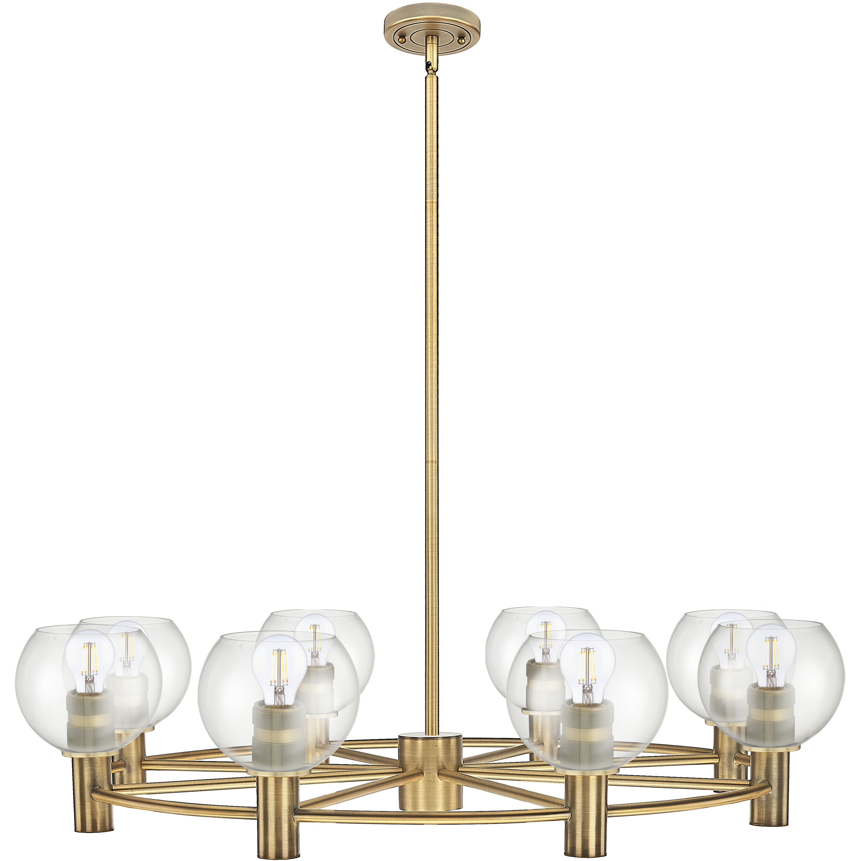 Crown Point 8 Light 35.5 inch Brushed Brass Chandelier Ceiling Light in Clear Glass