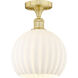Edison White Venetian 1 Light 10 inch Satin Gold Semi-Flush Mount Ceiling Light