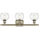 Ballston Athens 3 Light 26 inch Antique Brass Bath Vanity Light Wall Light in Clear Glass