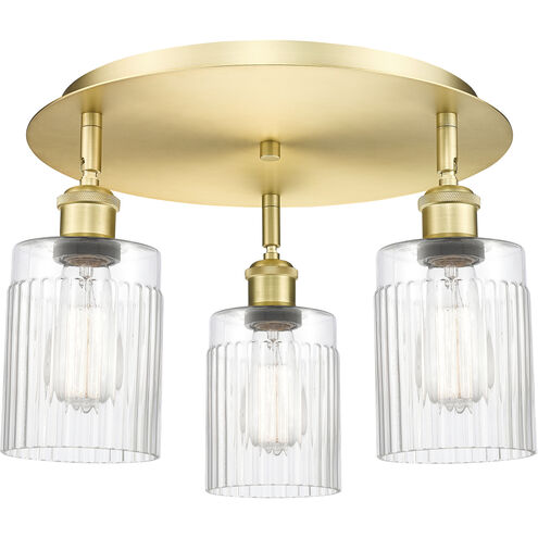 Hadley 3 Light 16.25 inch Satin Gold Flush Mount Ceiling Light in Clear