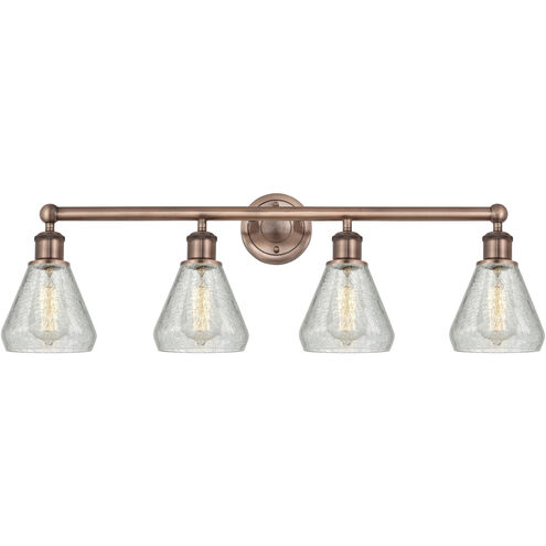 Conesus 4 Light 33 inch Antique Copper and Clear Crackle Bath Vanity Light Wall Light