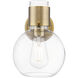 Lawton Sphere Sconce Wall Light in Brushed Brass, Clear Glass