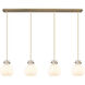 Newton Sphere 4 Light 51.75 inch Brushed Brass Linear Pendant Ceiling Light in White Glass