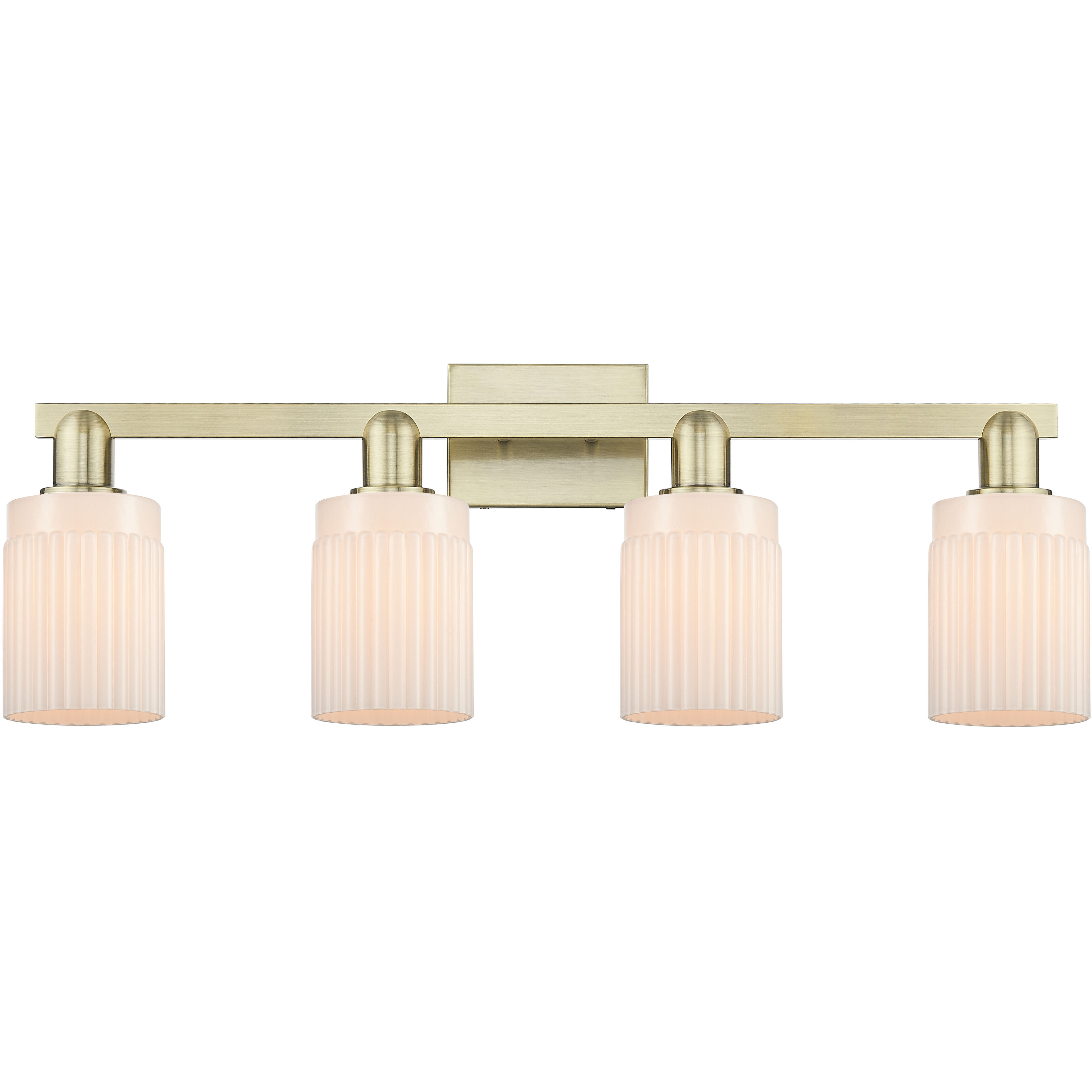 Arcadia Hadley 4 Light 31.5 inch Antique Brass Bath Vanity Light Wall Light in Matte White