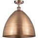 Ballston Dome LED 16 inch Antique Copper Semi-Flush Mount Ceiling Light
