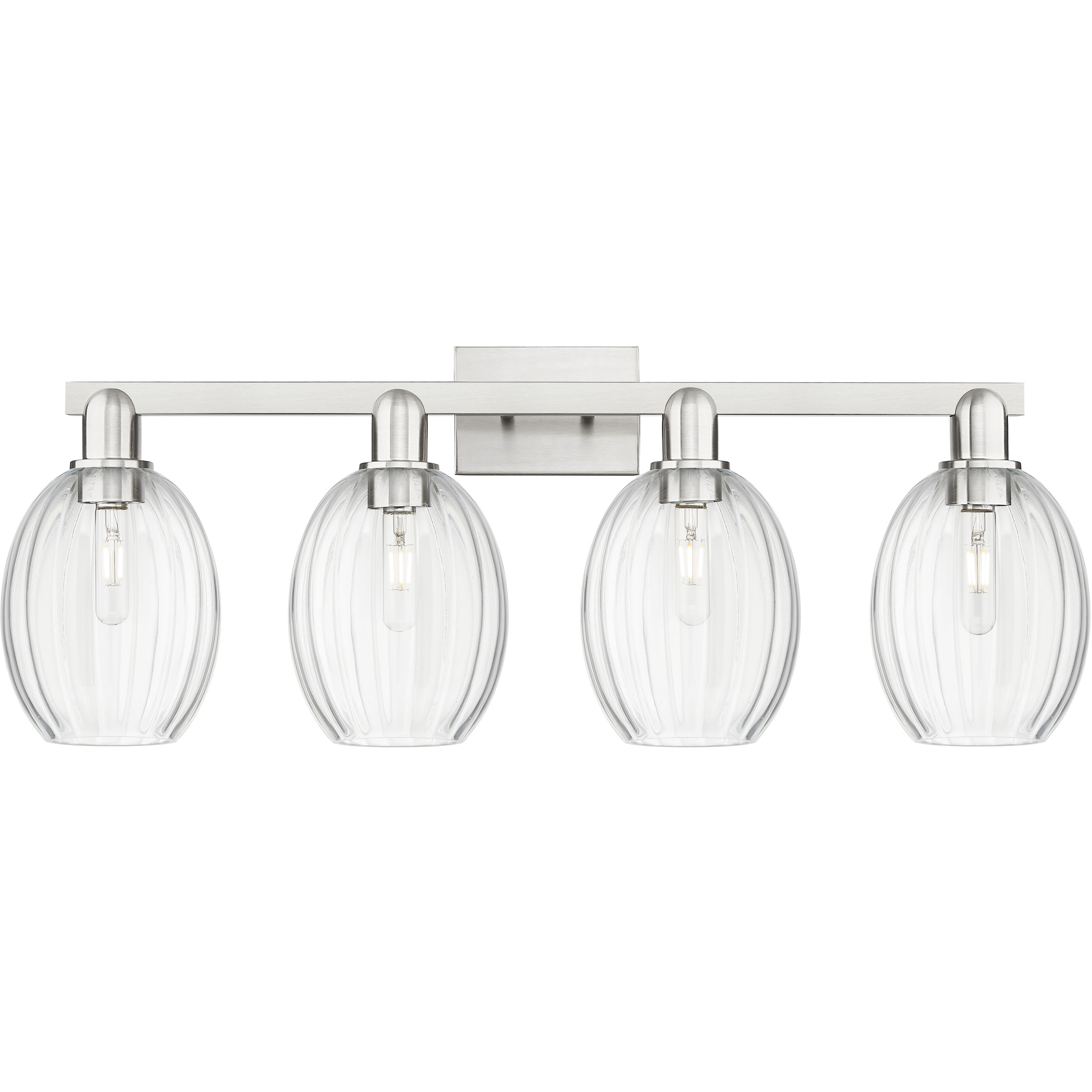 Preston 4 Light 36 inch Brushed Satin Nickel Bath Vanity Light Wall Light in Clear Glass