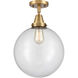 Beacon LED 12 inch Brushed Brass Flush Mount Ceiling Light in Clear Glass