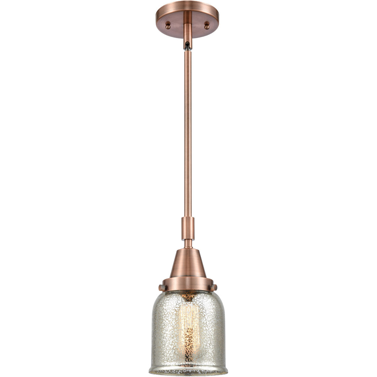 Franklin Restoration Small Bell 1 Light 5 inch Antique Copper Mini Pendant Ceiling Light in Silver Plated Mercury Glass