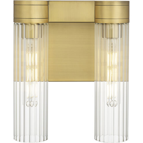 Empire 2 Light 10.5 inch Brushed Brass Sconce Wall Light in Clear Glass